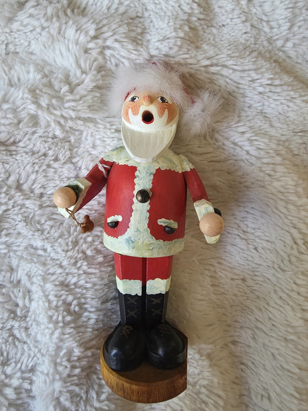 Vintage Wooden Incense Smoker Santa Claus Nutcracker Figurine German 1980s